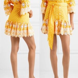 Miguelina Yellow Eyelet Skirt
